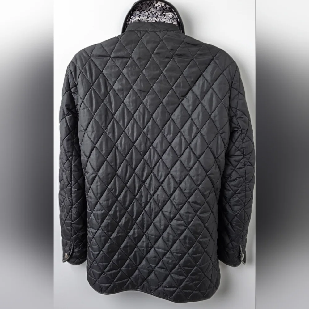 Coach Black Quilted Barn Jacket with Leather Trim | Women's S